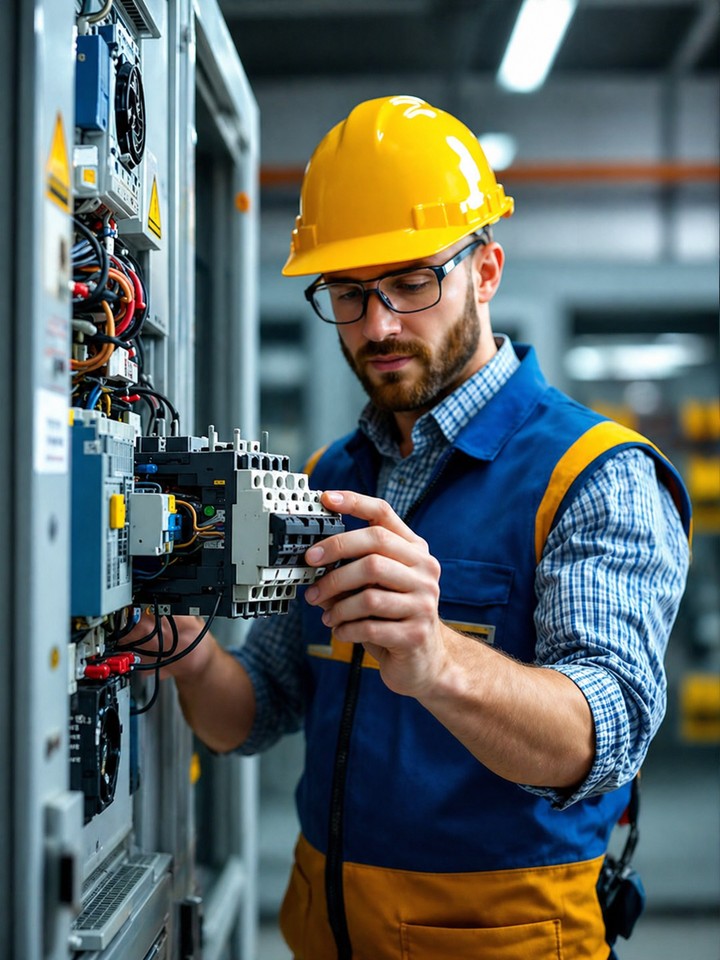 Electrician working on control panel 720x960